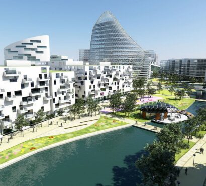 Architect drawing of Trafford Waters site